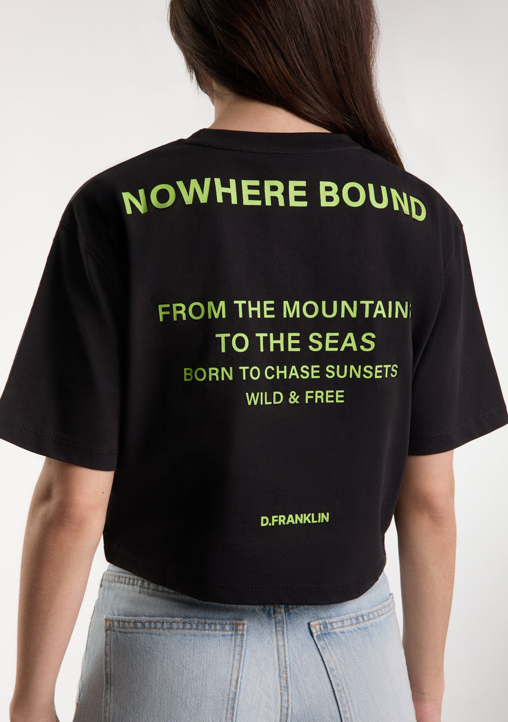 Nowhere Bound Cropped T-Shirt Black / Lime