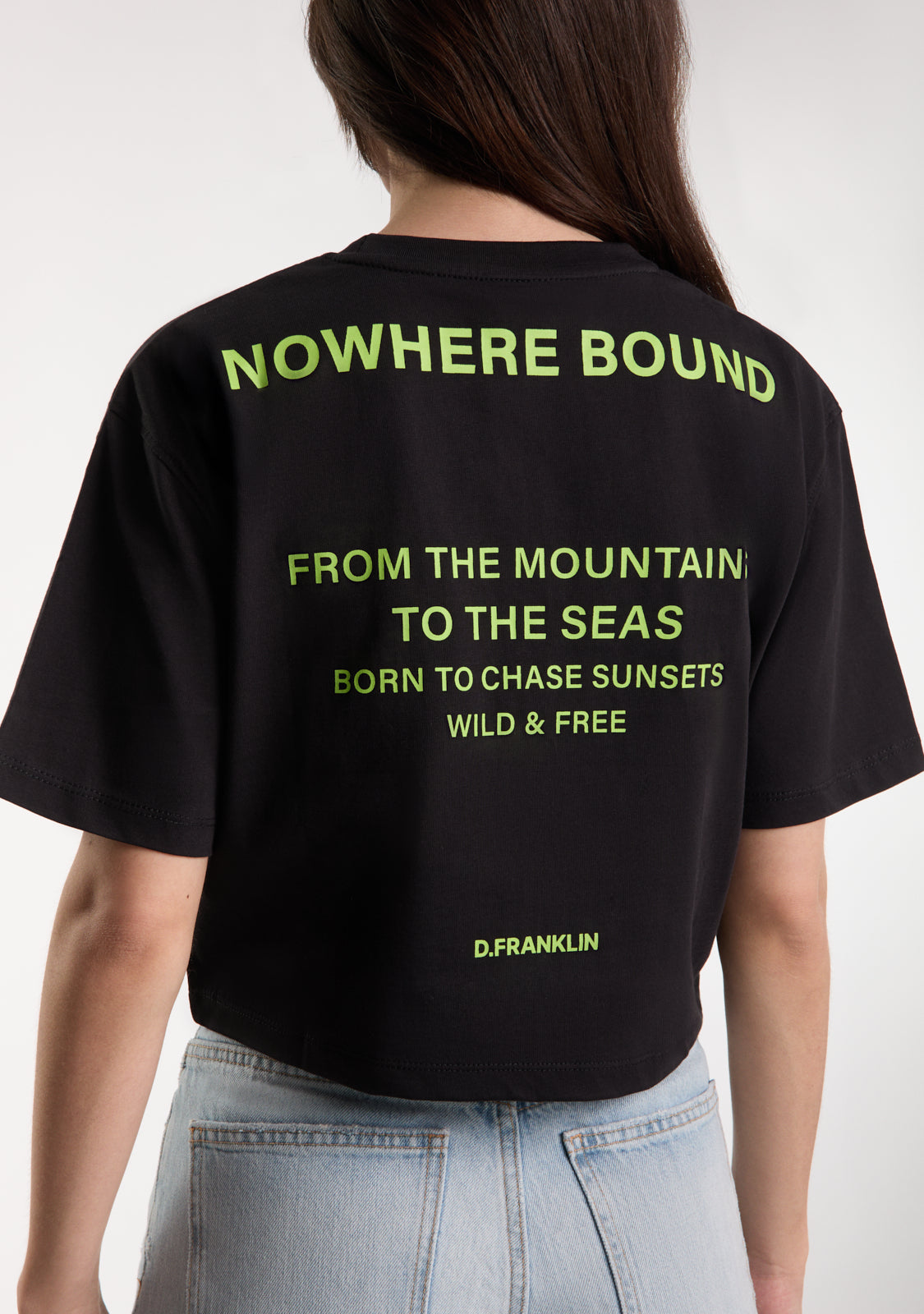 Nowhere Bound Cropped T-Shirt Black / Lime