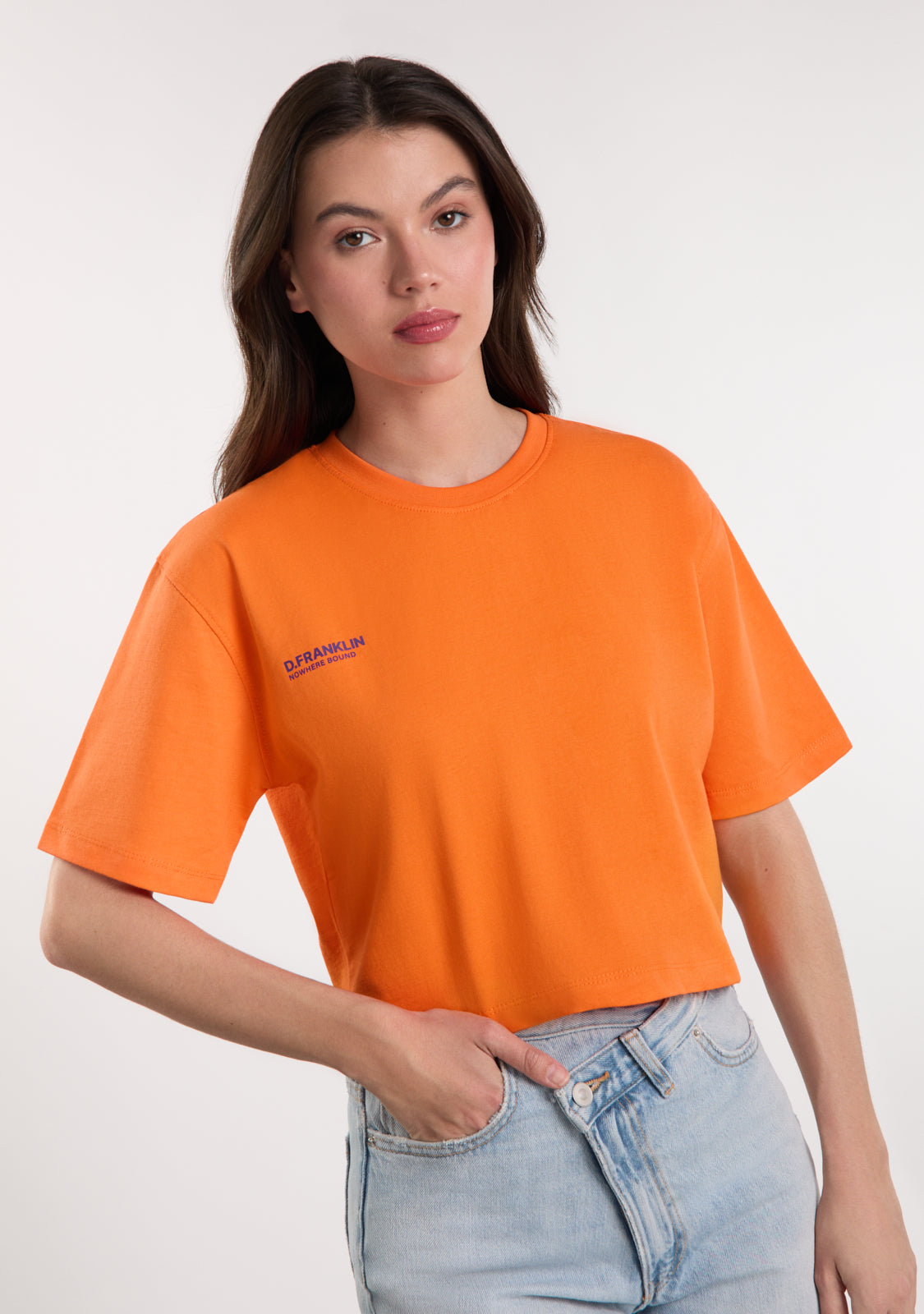 Nowhere Bound Cropped T-Shirt Orange / Purple