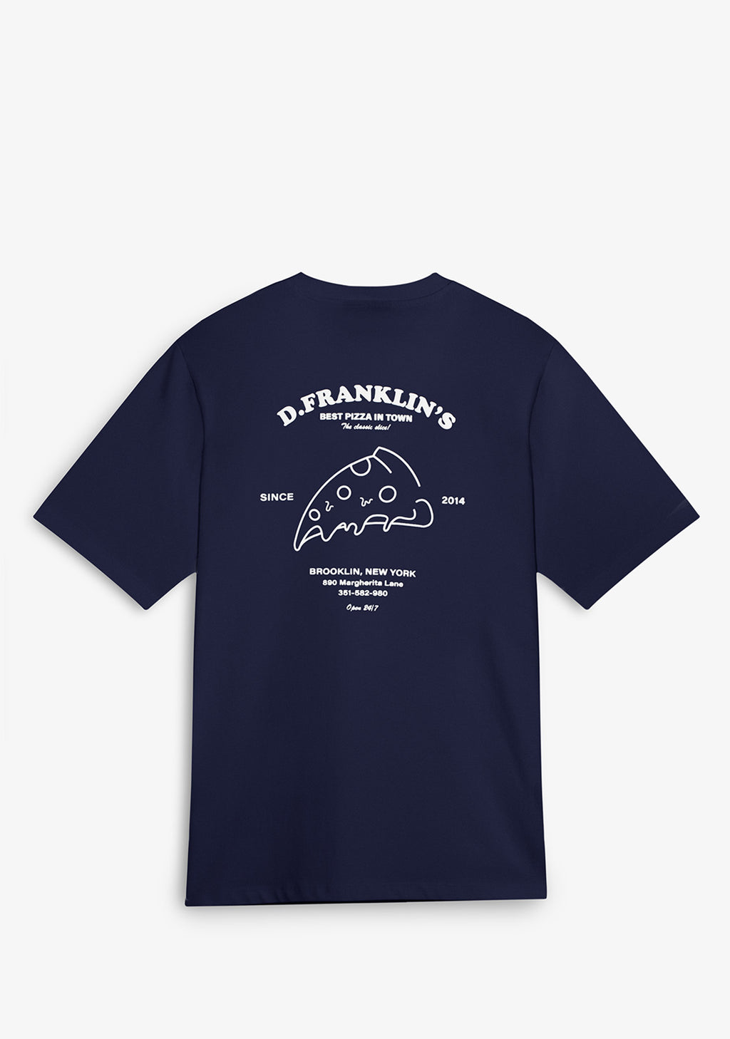 Best Pizza T-Shirt Navy / White