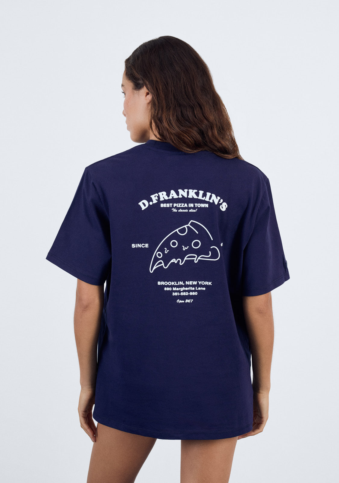 Best Pizza T-Shirt Navy / White