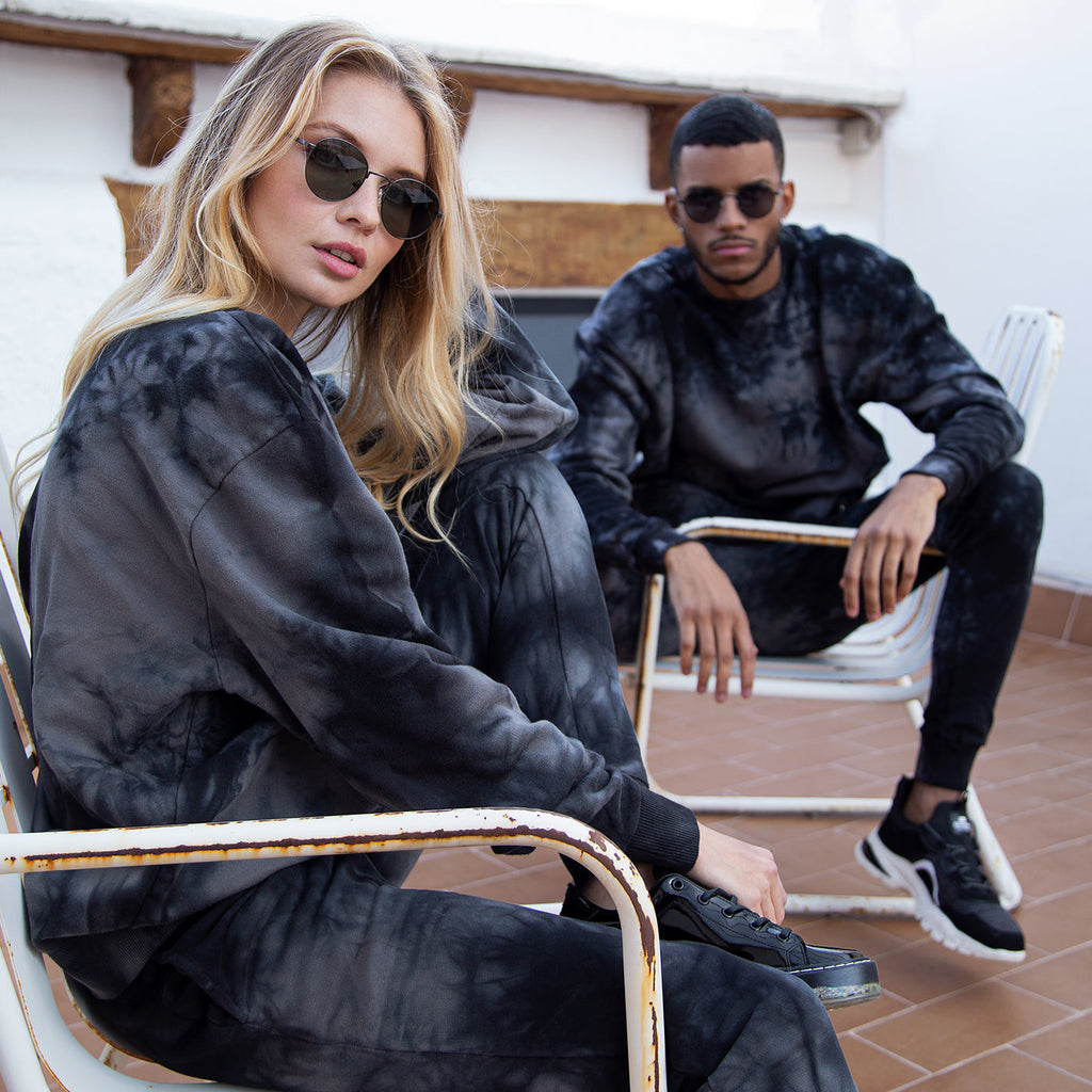 Sweatshirt Oversized Basic Tie Dye Black