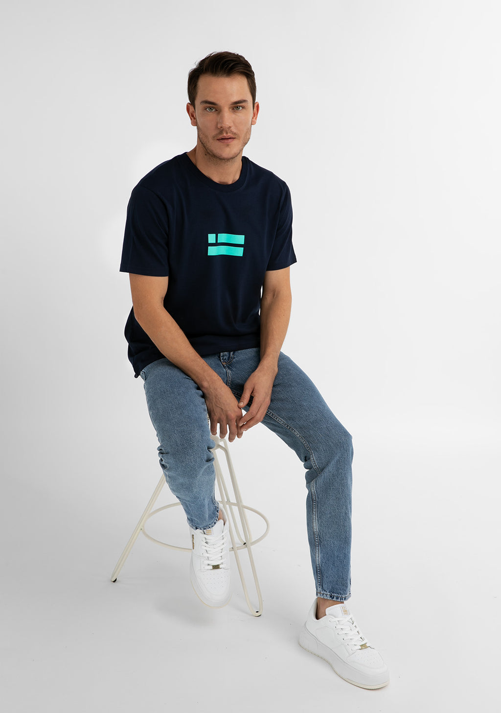 Flag T-Shirt Navy / Light Blue